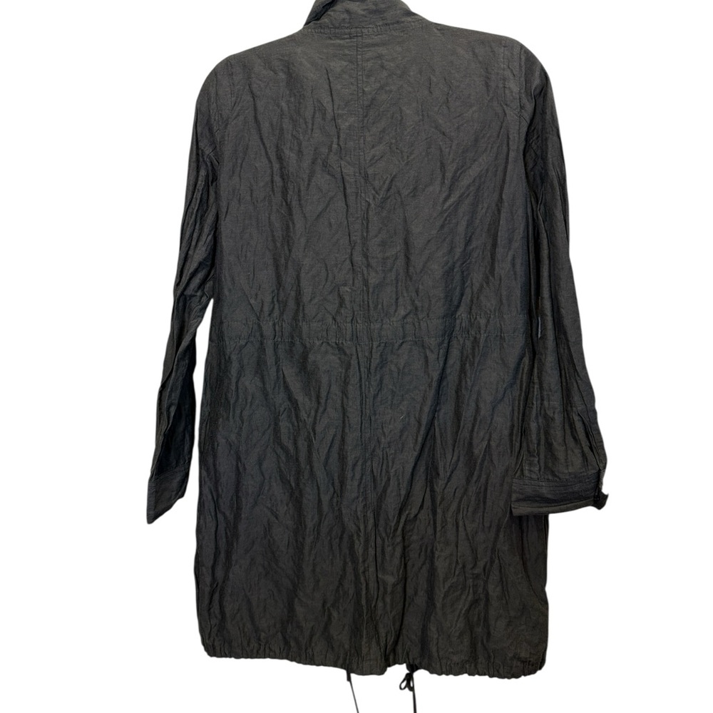 Eileen Fisher Women’s Petite Lagenlook Charcoal Pleated Trench Coat Sz PM - Picture 6 of 11